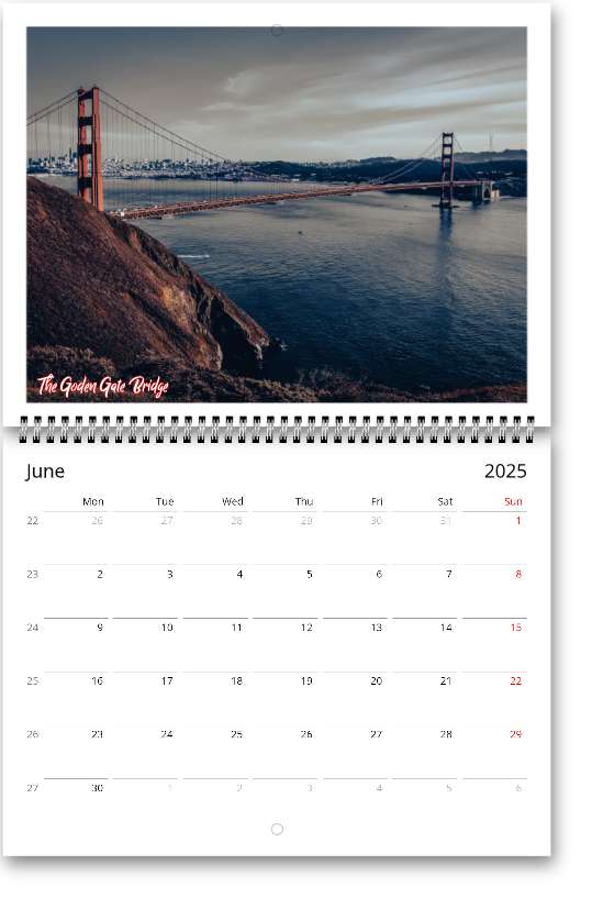 2025 California Calendar (US & CA)