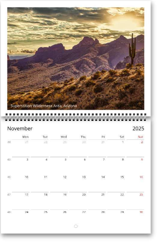 2025 Arizona Wall calendars (US & CA)